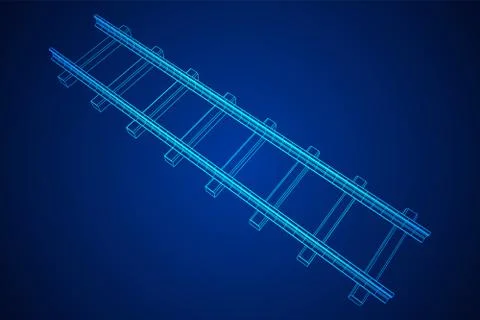 Railway wireframe mesh vector Stock Illustration