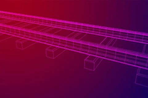 Railway wireframe mesh vector Stock Illustration