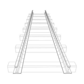 Railway wireframe mesh vector Stock Illustration