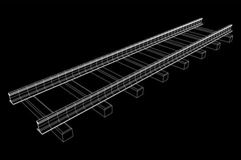Railway wireframe mesh vector Stock Illustration