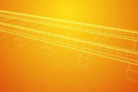 Railway wireframe mesh vector Stock Illustration