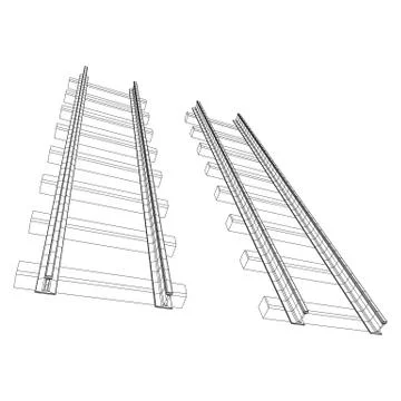 Railway wireframe mesh vector Stock Illustration