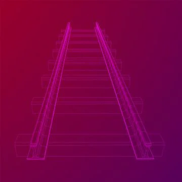 Railway wireframe mesh vector Illustrazione stock