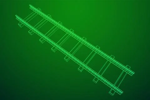 Railway wireframe mesh vector Stock Illustration