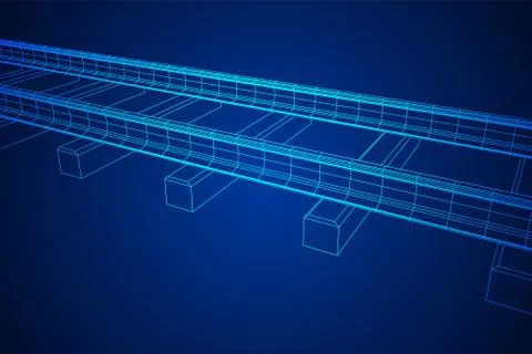 Railway wireframe mesh vector Stock Illustration