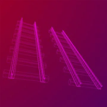 Railway wireframe mesh vector Stock Illustration