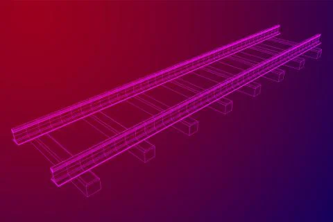 Railway wireframe mesh vector Stock Illustration