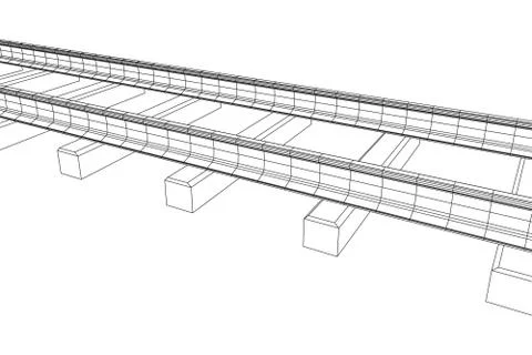 Railway wireframe mesh vector Stock Illustration