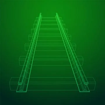Railway wireframe mesh vector Stock Illustration