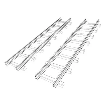 Railway wireframe mesh vector Stock Illustration