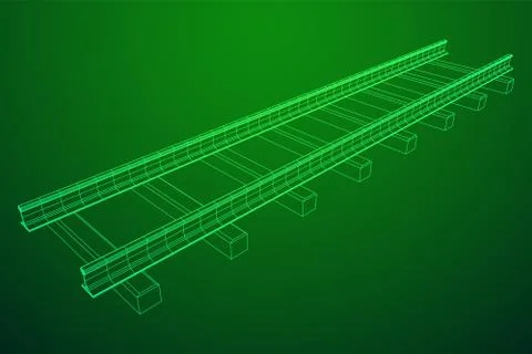 Railway wireframe mesh vector Stock Illustration