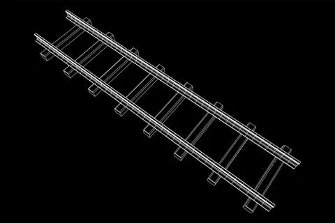 Railway wireframe mesh vector Stock Illustration