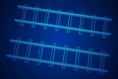 Railway wireframe mesh vector Stock Illustration