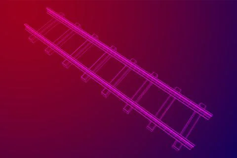 Railway wireframe mesh vector Stock Illustration