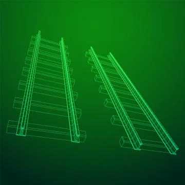 Railway wireframe mesh vector Stock Illustration