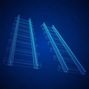 Railway wireframe mesh vector Stock Illustration