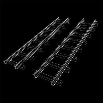 Railway wireframe mesh vector Stock Illustration