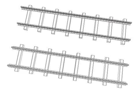 Railway wireframe mesh vector Stock Illustration