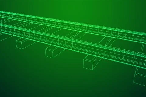 Railway wireframe mesh vector Stock Illustration