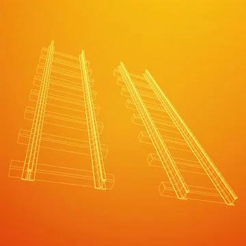 Railway wireframe mesh vector Stock Illustration