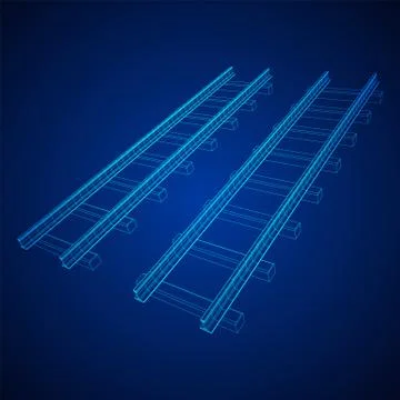 Railway wireframe mesh vector Stock Illustration