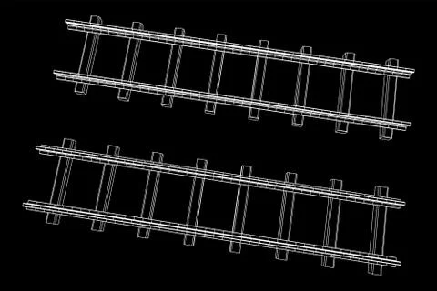 Railway wireframe mesh vector Stock Illustration