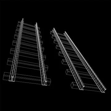 Railway wireframe mesh vector Stock Illustration