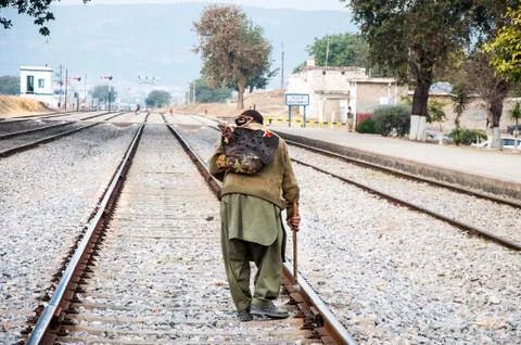 Railway worker is checking the track Stock Photos