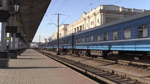 Railway worker checks a train. In The city of Brest, Belarus Stock Footage 60002928