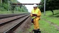 Railway worker makes notes in his documents HD Footage