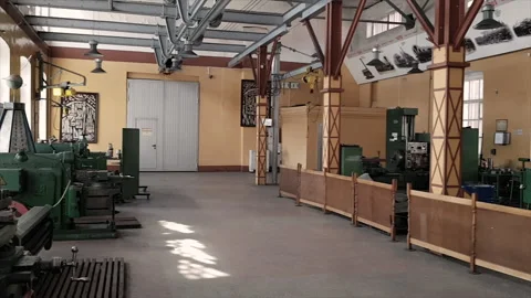 Railway Workers Day. Indoor exhibit with history of rails industry Stock Footage 246153984