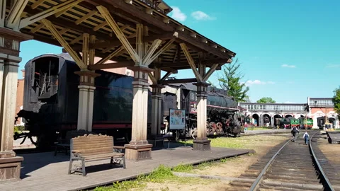 On railway workers day the public can visit the historical museum exhibition Stock Footage 246154284