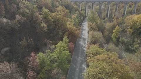 A railways bridge into the mountain Stock Footage 167703558