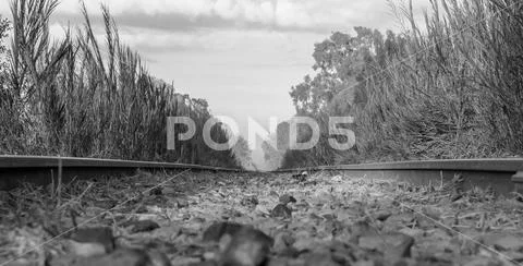 Railways in Countryside in the Morning Stock Photos