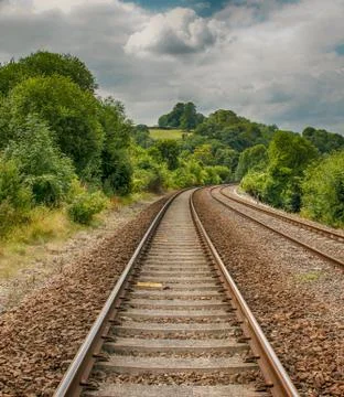 Railways lines disappearing into the future Stock Photos