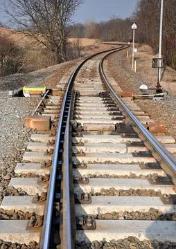 Railways in nature Stock Photos