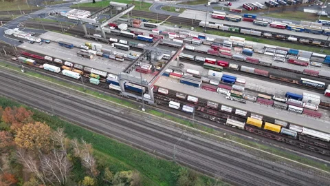 Railyard, freight yard and freight trains Видео 256241964