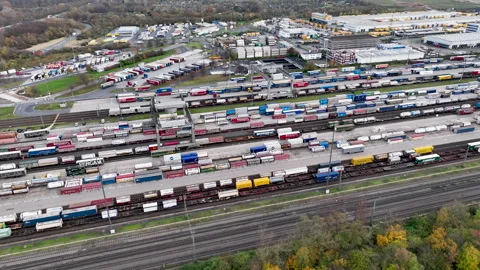 Railyard, freight yard and freight trains Stock Footage 256249726