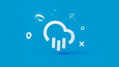 Rain 3d icon on a simple blue background 4k seamless animation loop Stock Footage 202091583