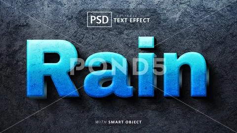 Rain 3d text effect editable PSD Template