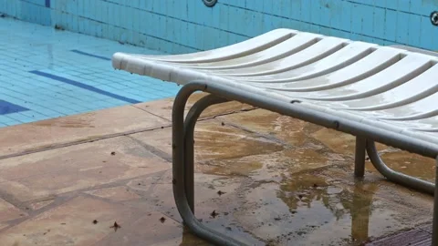 Rain on an abandoned pool Stock Footage 225890503