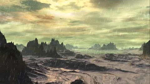 Rain on an alien planet Stock Footage 60235954