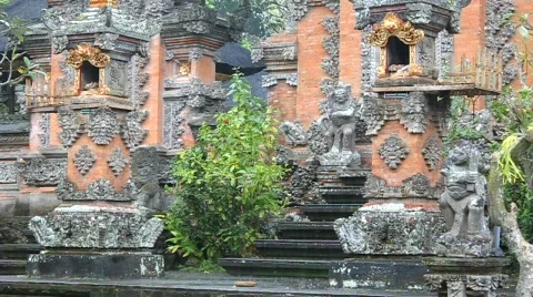 Rain and Bali temple Stock Footage 782003