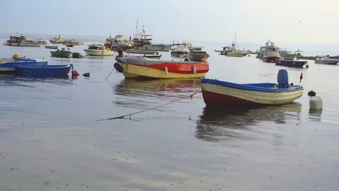 Rain and boats Stock Footage 96001707