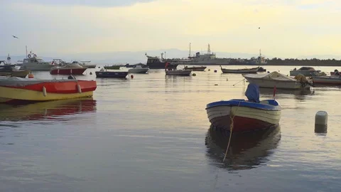 Rain and boats Stock Footage 96026704