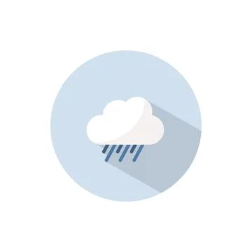 Rain and cloud. Flat icon on a circle. Weather vector illustration Stock Illustration