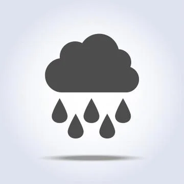Rain and cloud gray flat icon Stock Illustration