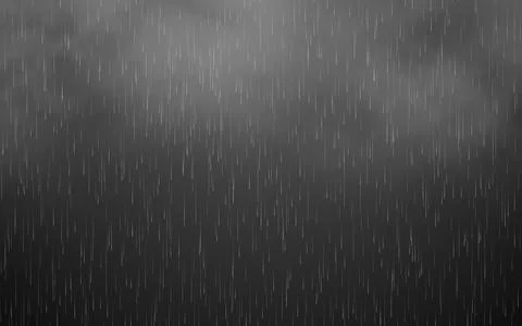 Rain and clouds on dark texture. Realistic raindrops. Summer rainfall. Falling Stock Illustration