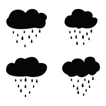Rain and clouds icon set Illustrazione stock
