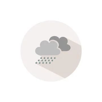 Rain and clouds. Icon with shadow on a beige circle. Fall vector illustration Stock Illustration